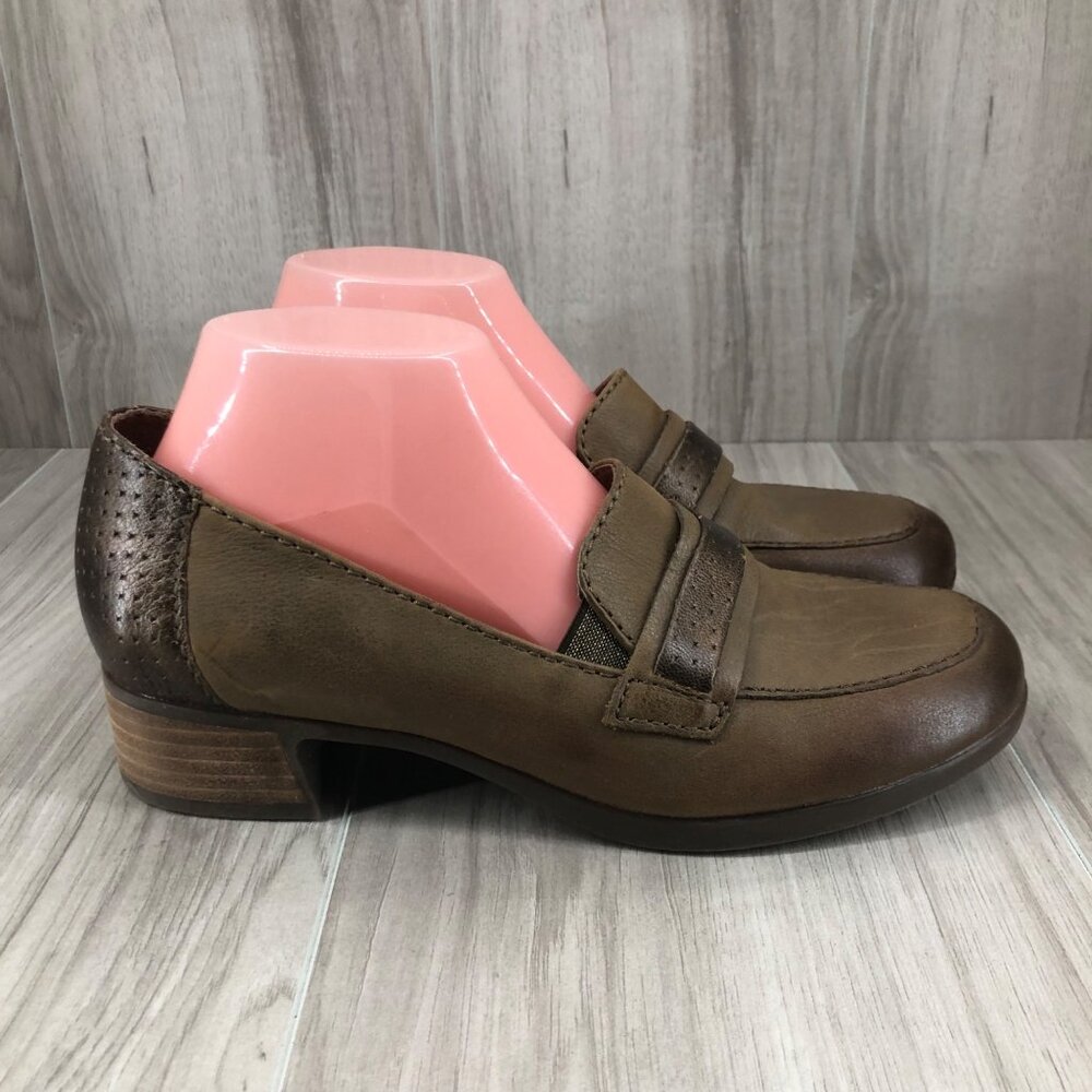 Dansko Loafers Womens EU 39 Lila Brown Leather Slip On Heeled Shoes